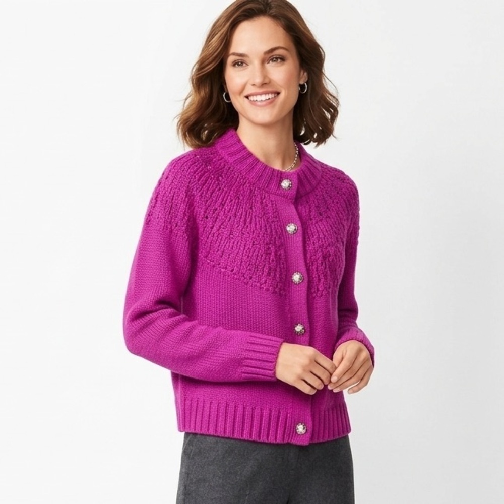 Talbots Mockneck Button Front Cardigan Sweater XL